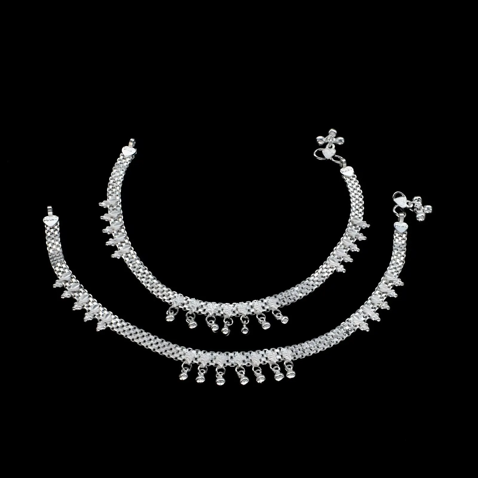Real Sterling Silver Indian cultural design Anklet Ankle Bracelet 10.3"