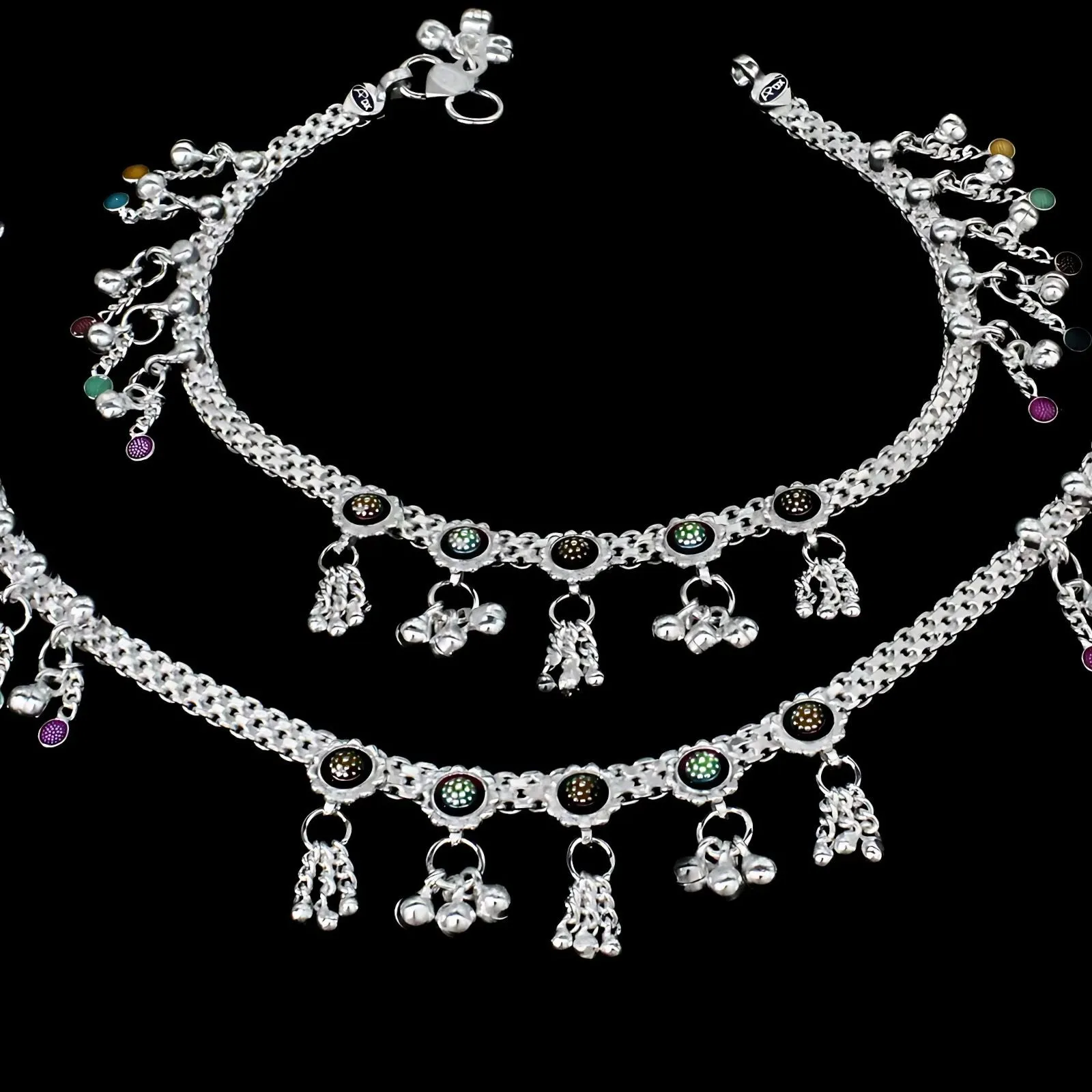 Real Sterling Silver Indian women brides collection Anklet Ankle Bracelet 10.3"
