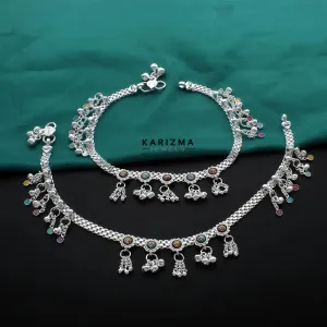Real Sterling Silver Indian women brides collection Anklet Ankle Bracelet 10.3"