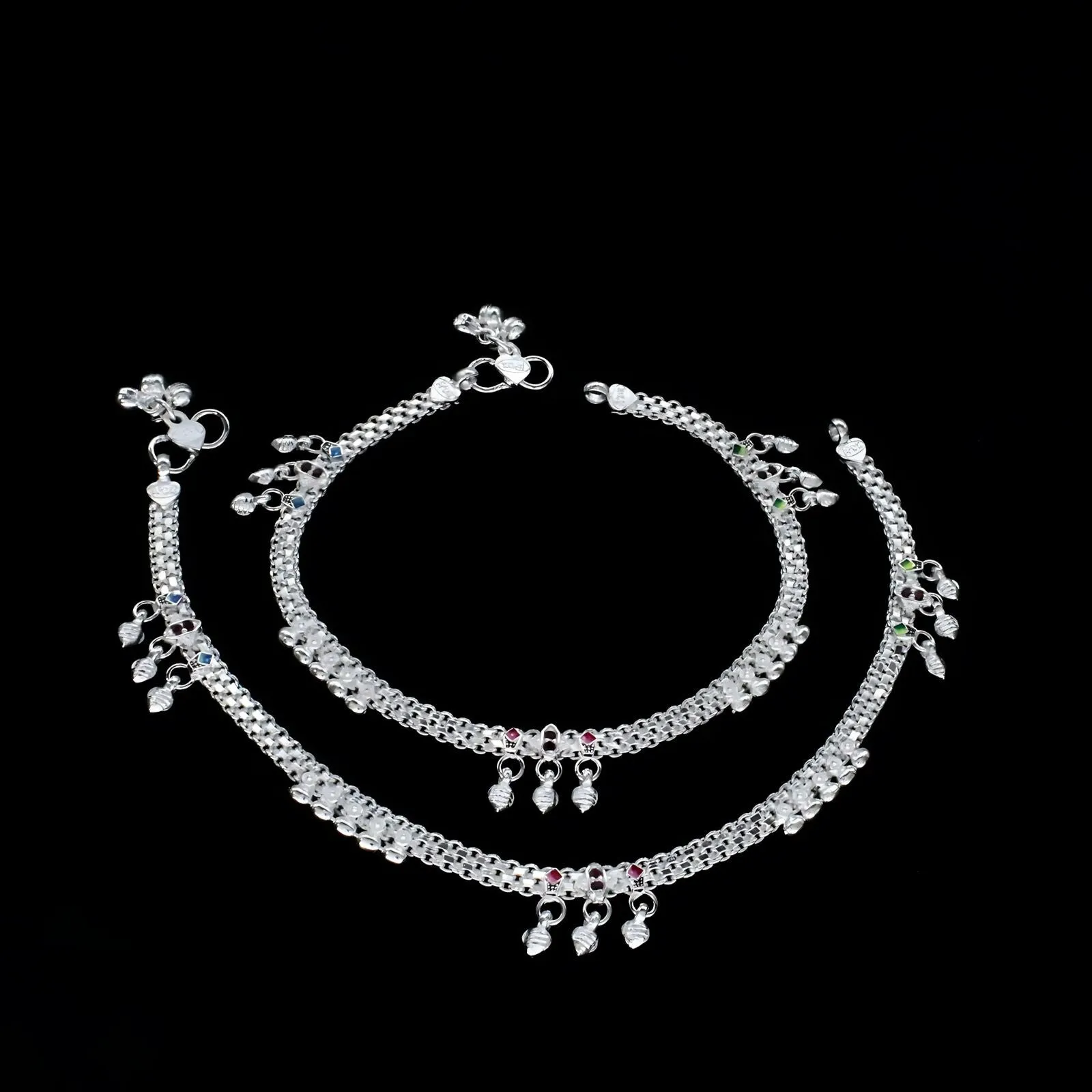 Real Sterling Silver Indian women Excellent gifting Pink CZ Anklet Ankle Bracelet 10.3"