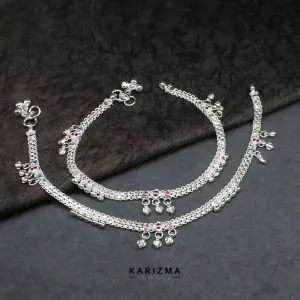 Real Sterling Silver Indian women Excellent gifting Pink CZ Anklet Ankle Bracelet 10.3"