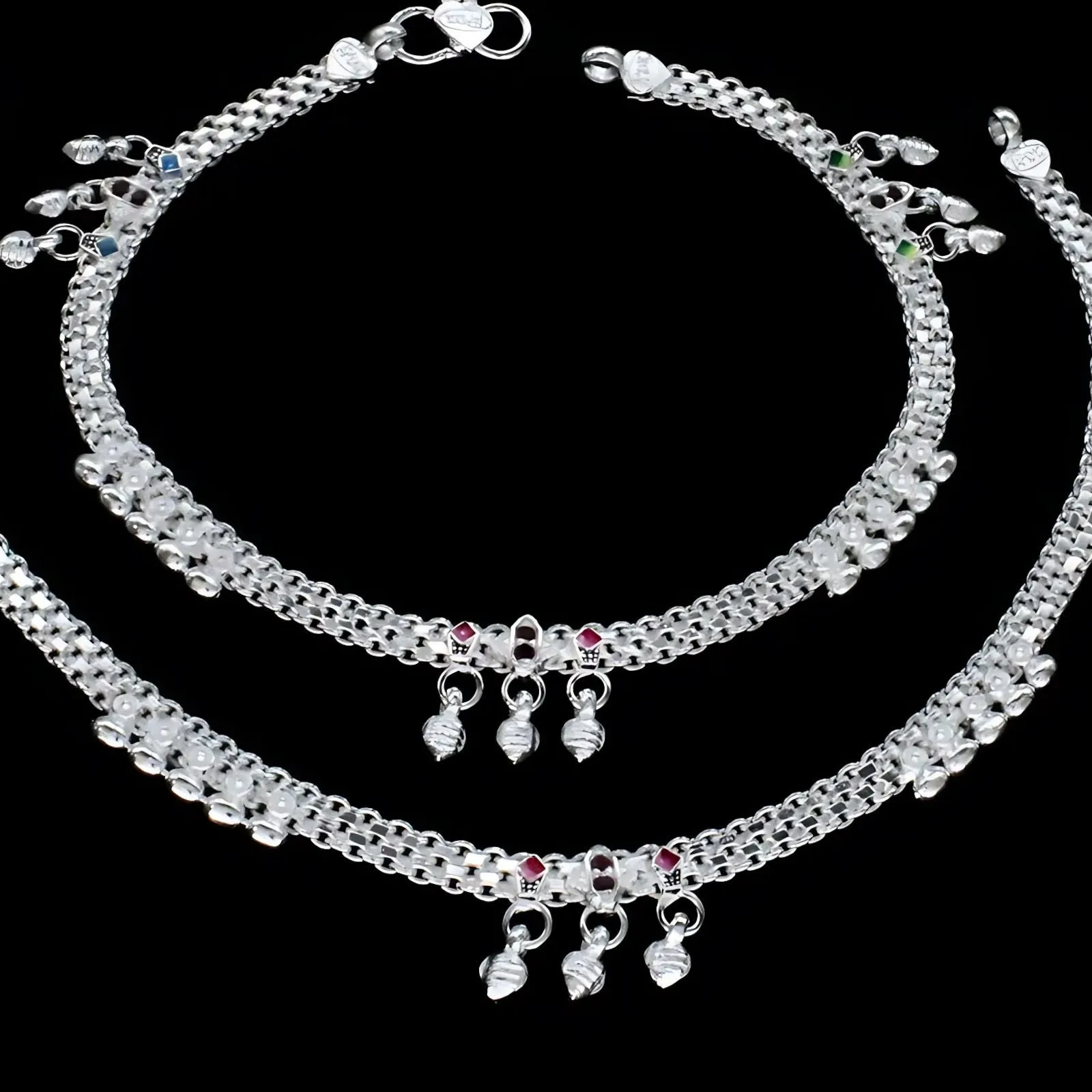 Real Sterling Silver Indian women Excellent gifting Pink CZ Anklet Ankle Bracelet 10.3"