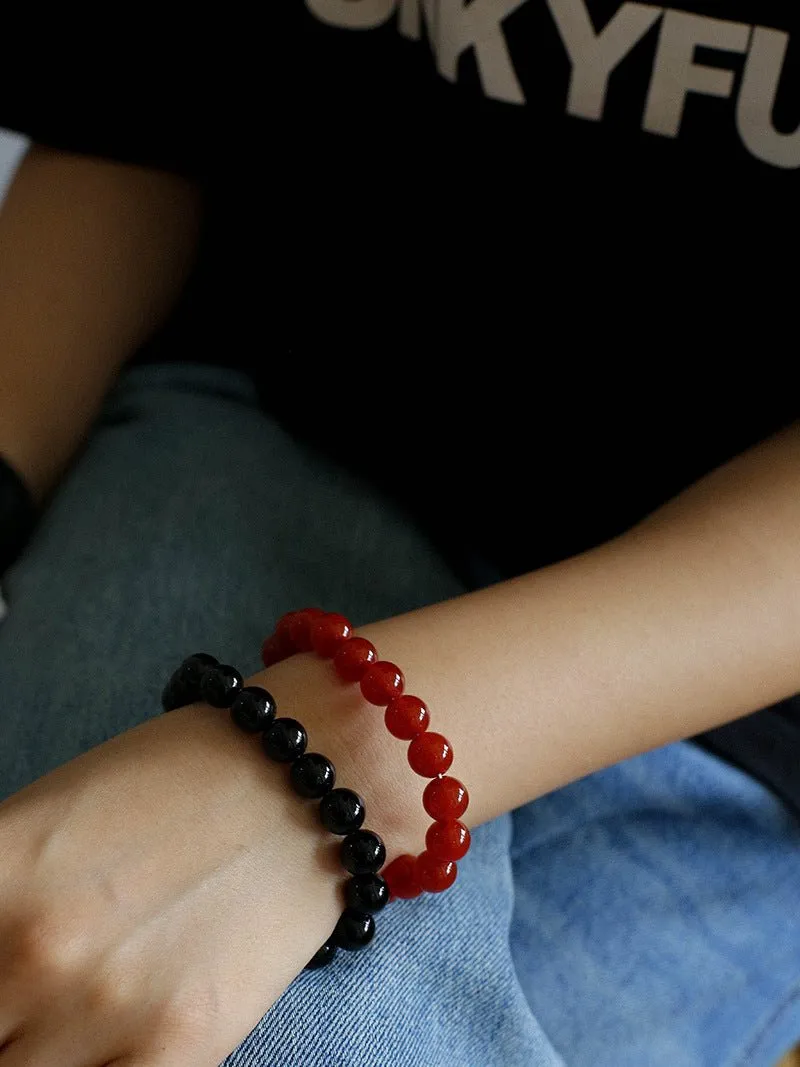 Red Agate Beaded Figure 8 Buckle Bracelet