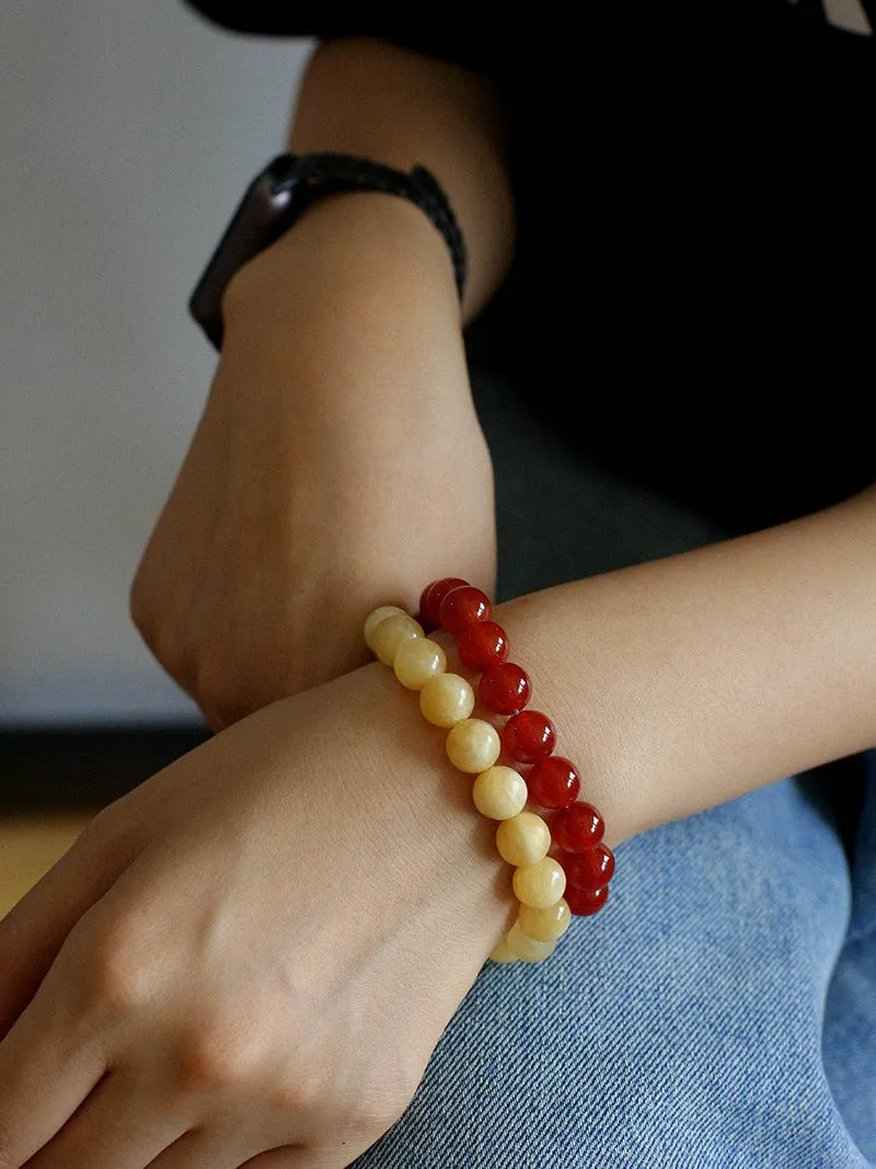 Red Agate Beaded Figure 8 Buckle Bracelet