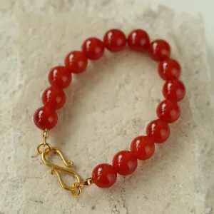 Red Agate Beaded Figure 8 Buckle Bracelet
