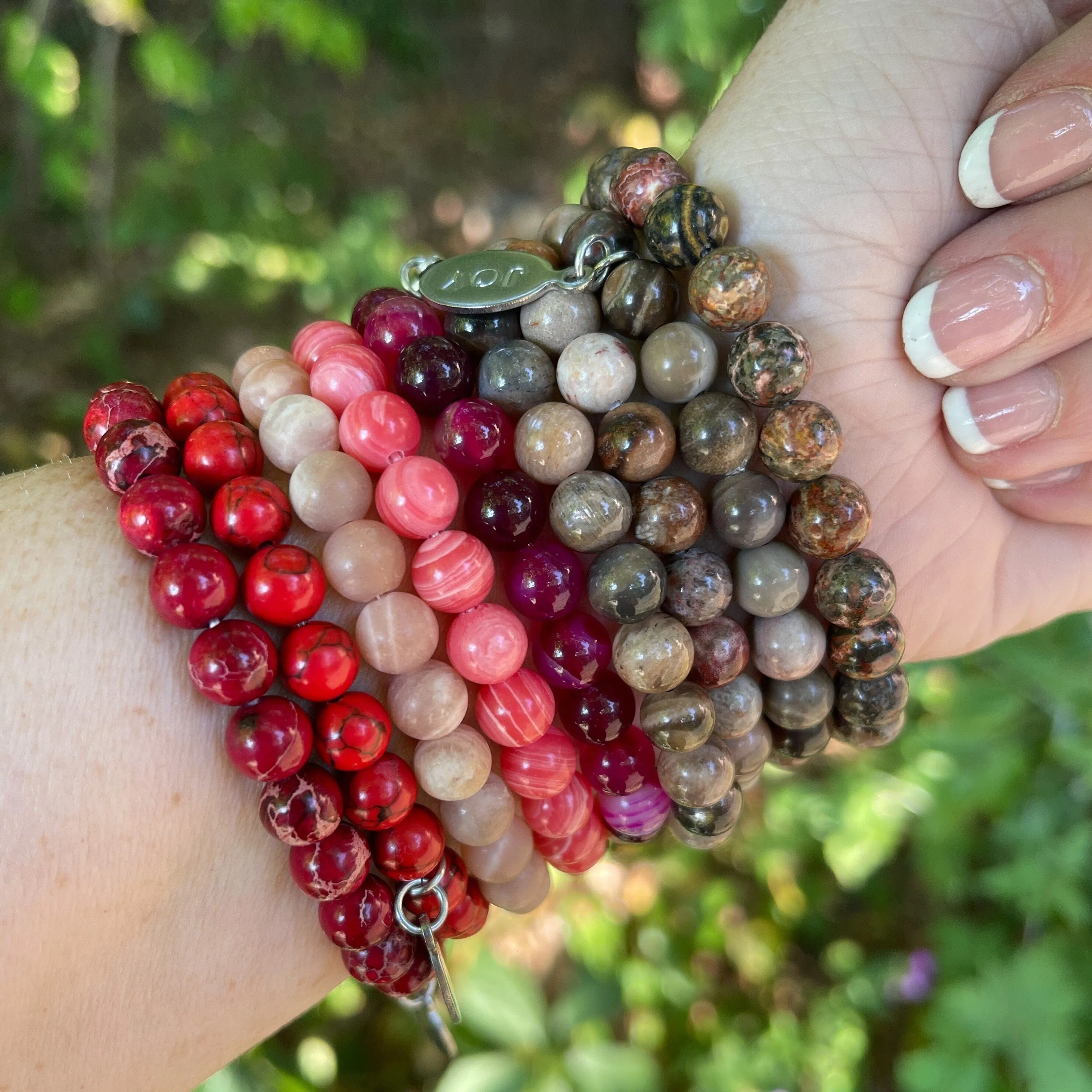 Red Turquoise Bead Bracelet | 8mm | Semi Colon Charm | Natural Stone | Womens