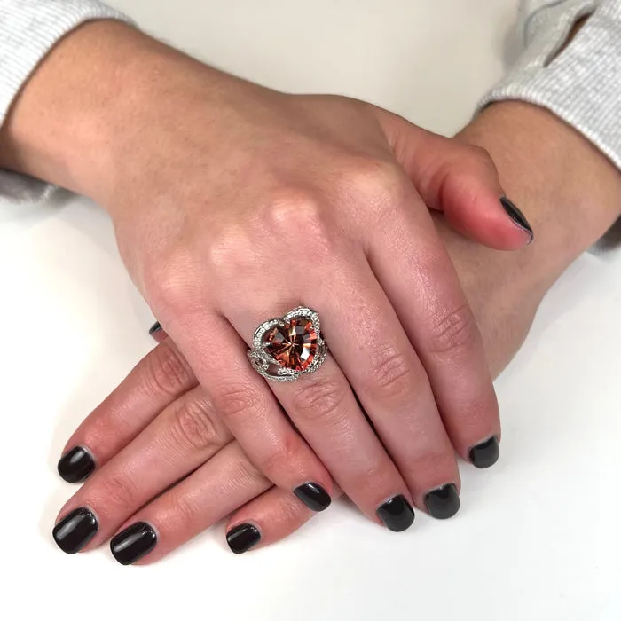 REDUCED! Palladium Oregon Sunstone Ring by Christopher Michael 5.38 Carats