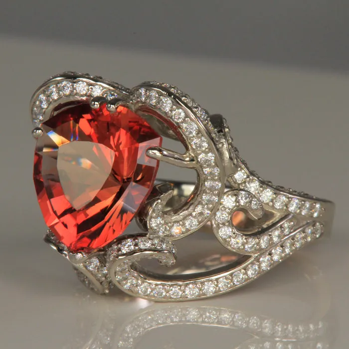REDUCED! Palladium Oregon Sunstone Ring by Christopher Michael 5.38 Carats