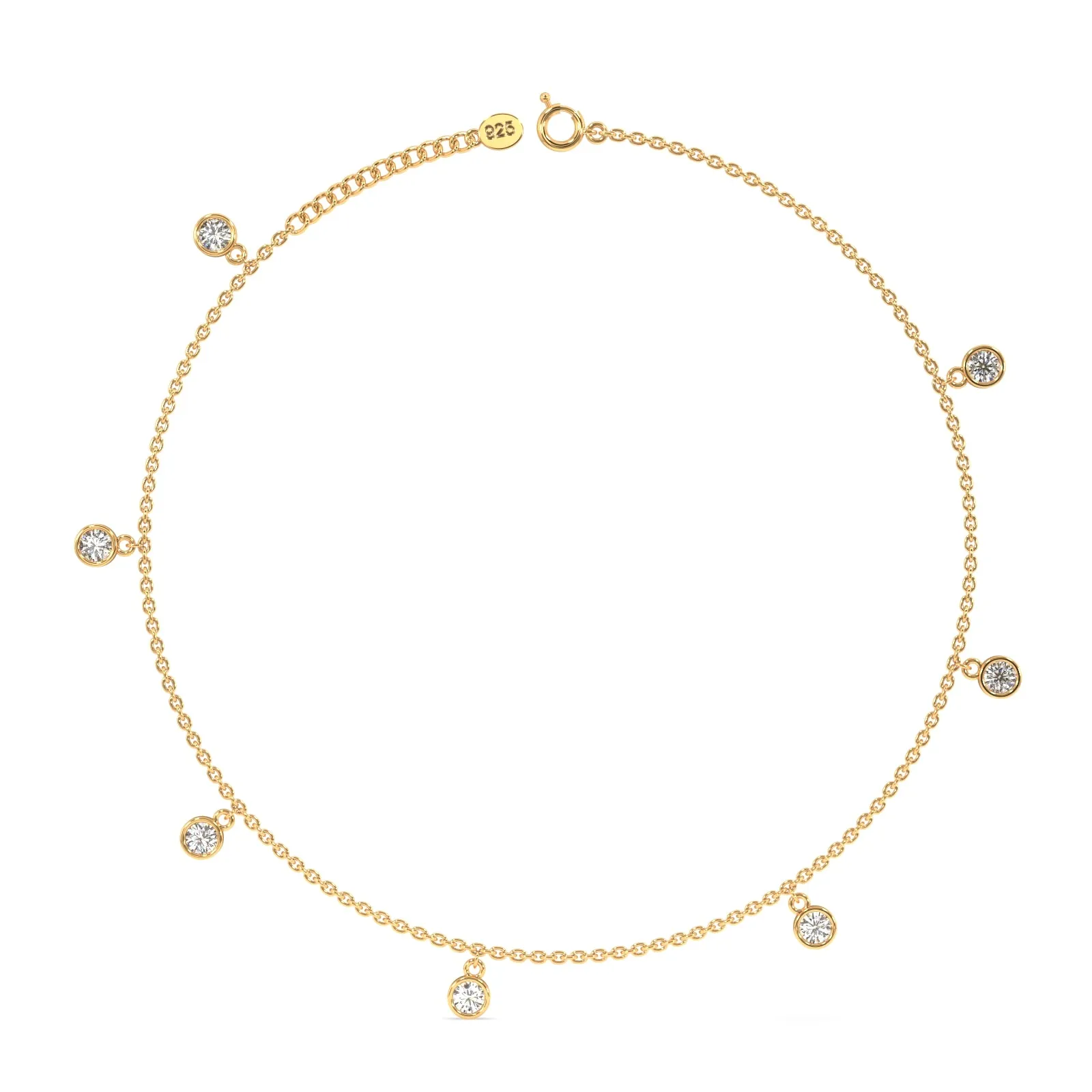 Regal Diamond Anklet in 92.5 Sterling Silver