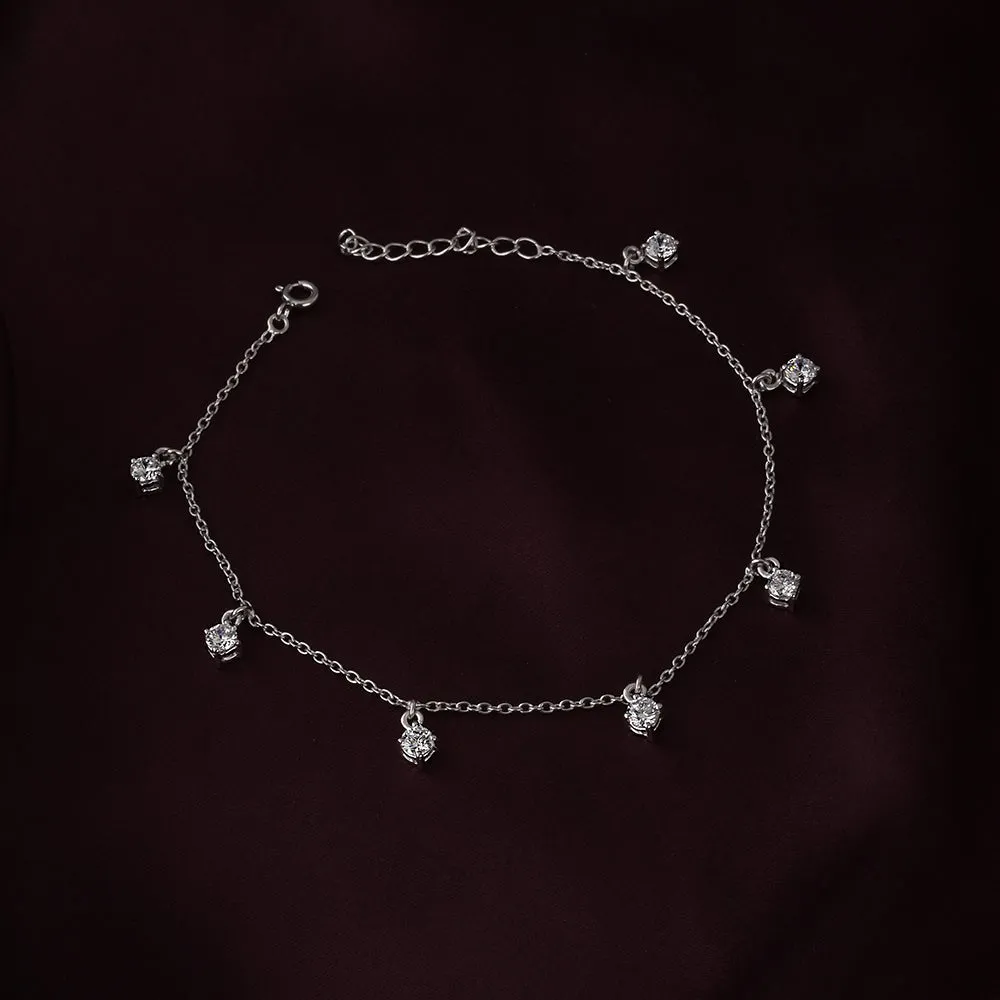 Regal Diamond Anklet in 92.5 Sterling Silver