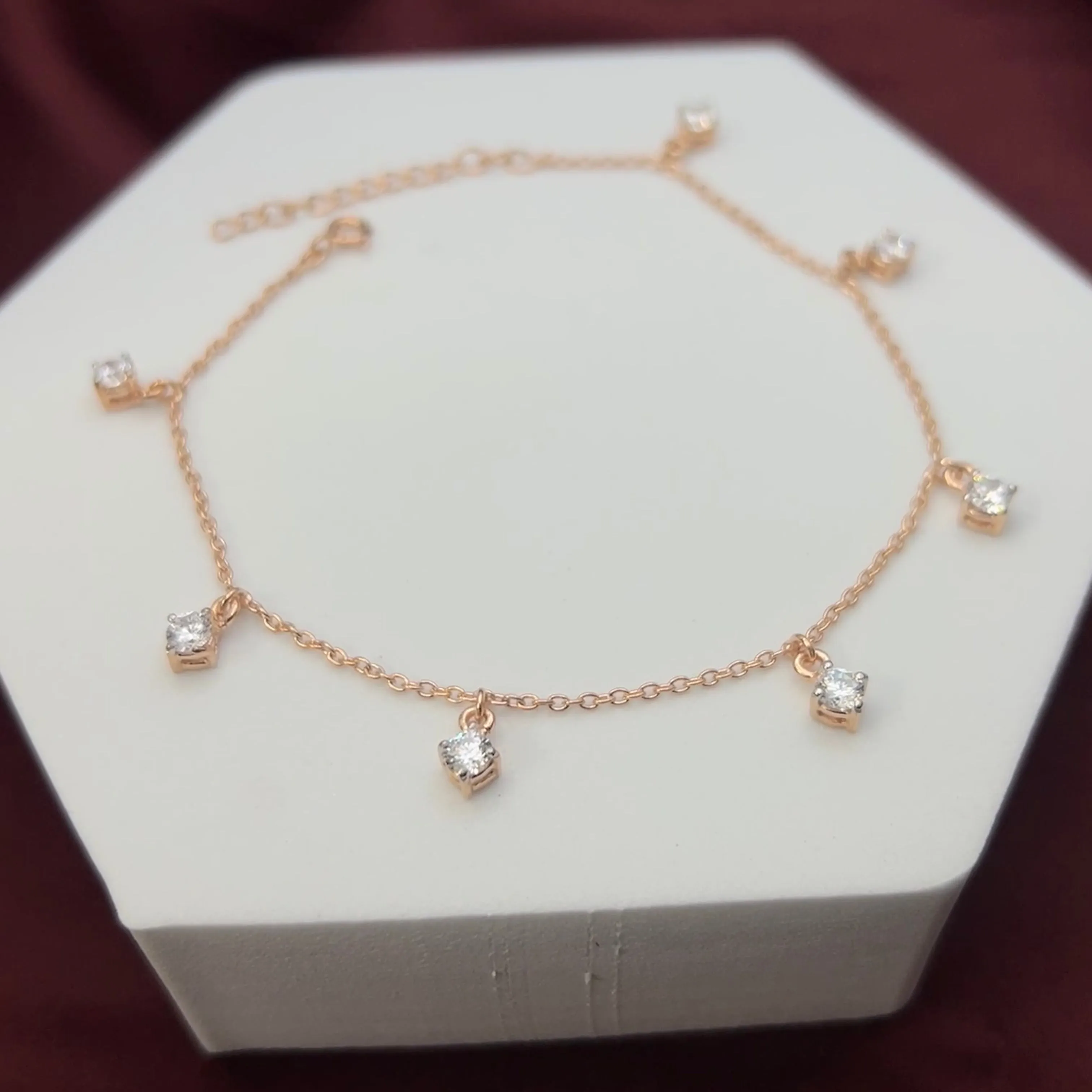 Regal Diamond Anklet in 92.5 Sterling Silver