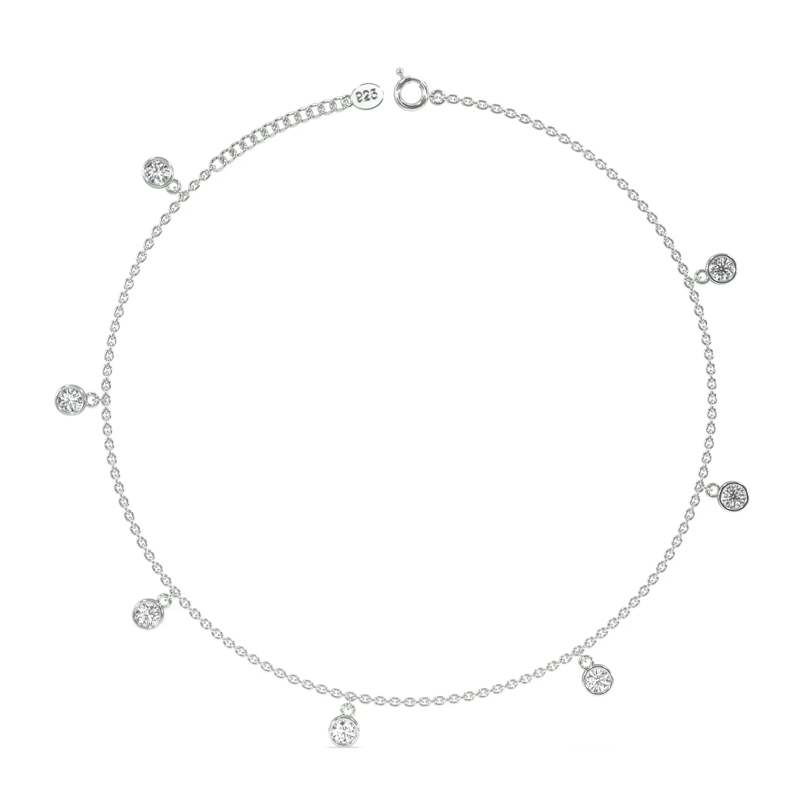 Regal Diamond Anklet in 92.5 Sterling Silver