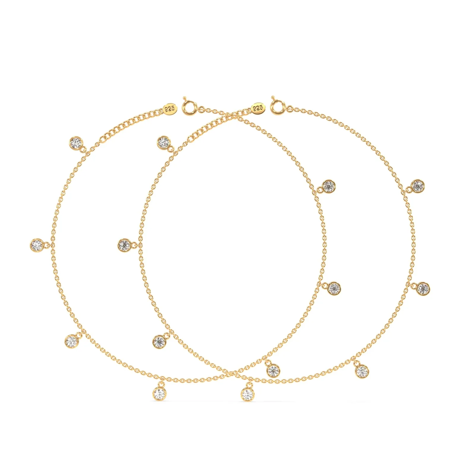 Regal Diamond Anklet in 92.5 Sterling Silver