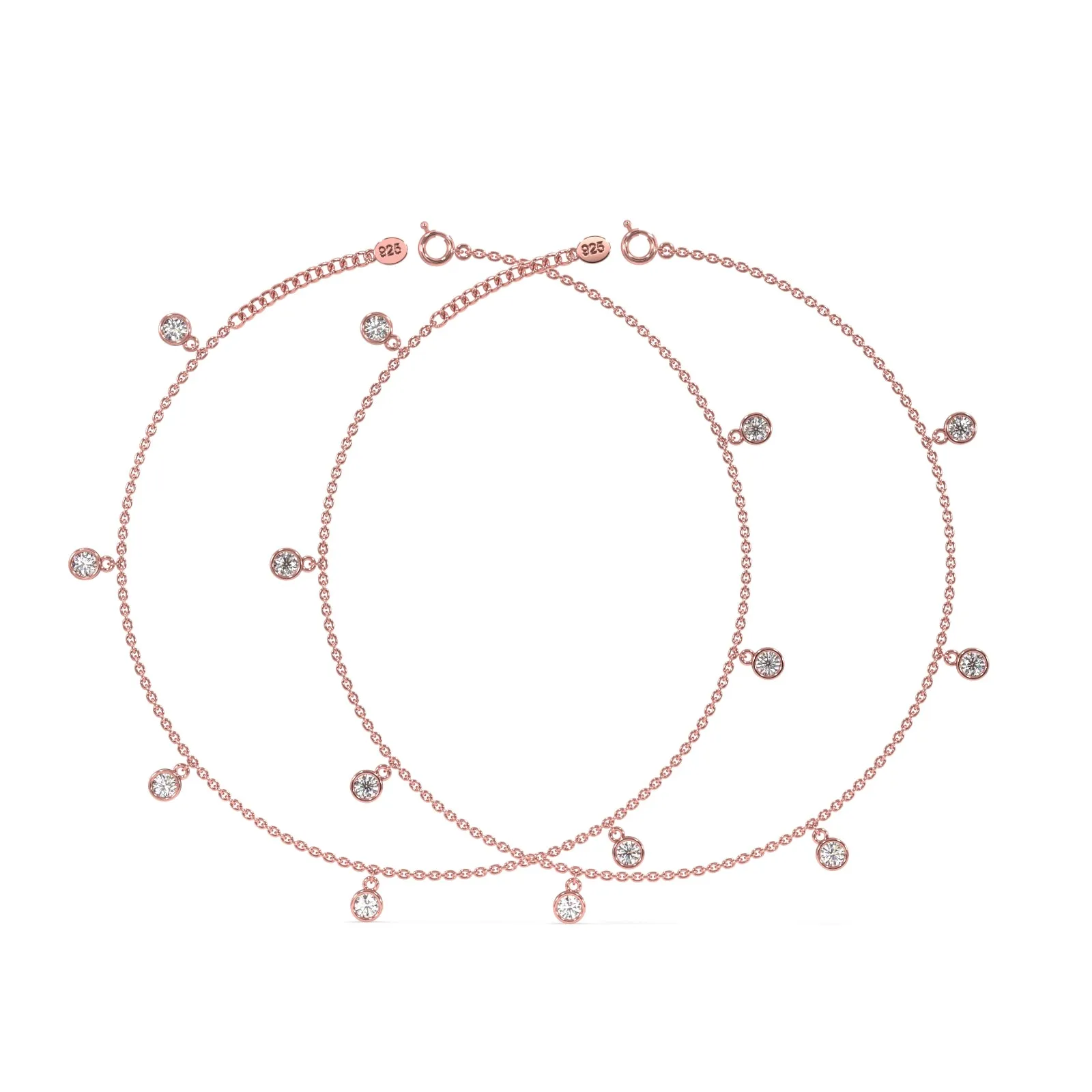 Regal Diamond Anklet in 92.5 Sterling Silver