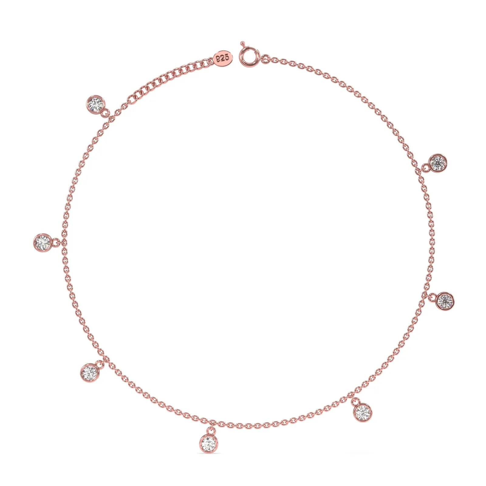 Regal Diamond Anklet in 92.5 Sterling Silver