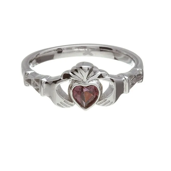 Retired JANUARY Birthstone Silver Claddagh Ring LS-BSRV2-1