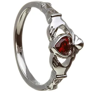 Retired JANUARY Birthstone Silver Claddagh Ring LS-BSRV2-1