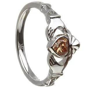 Retired NOVEMBER Birthstone Silver Claddagh Ring LS-BSRV2-11