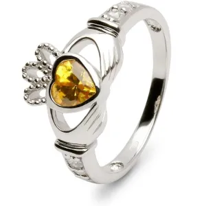 Retired NOVEMBER Birthstone Silver Claddagh Ring LS-SL90DC-11  No Inscription