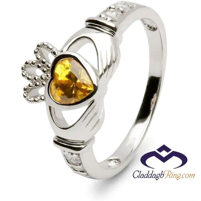 Retired NOVEMBER Birthstone Silver Claddagh Ring LS-SL90DC-11  No Inscription