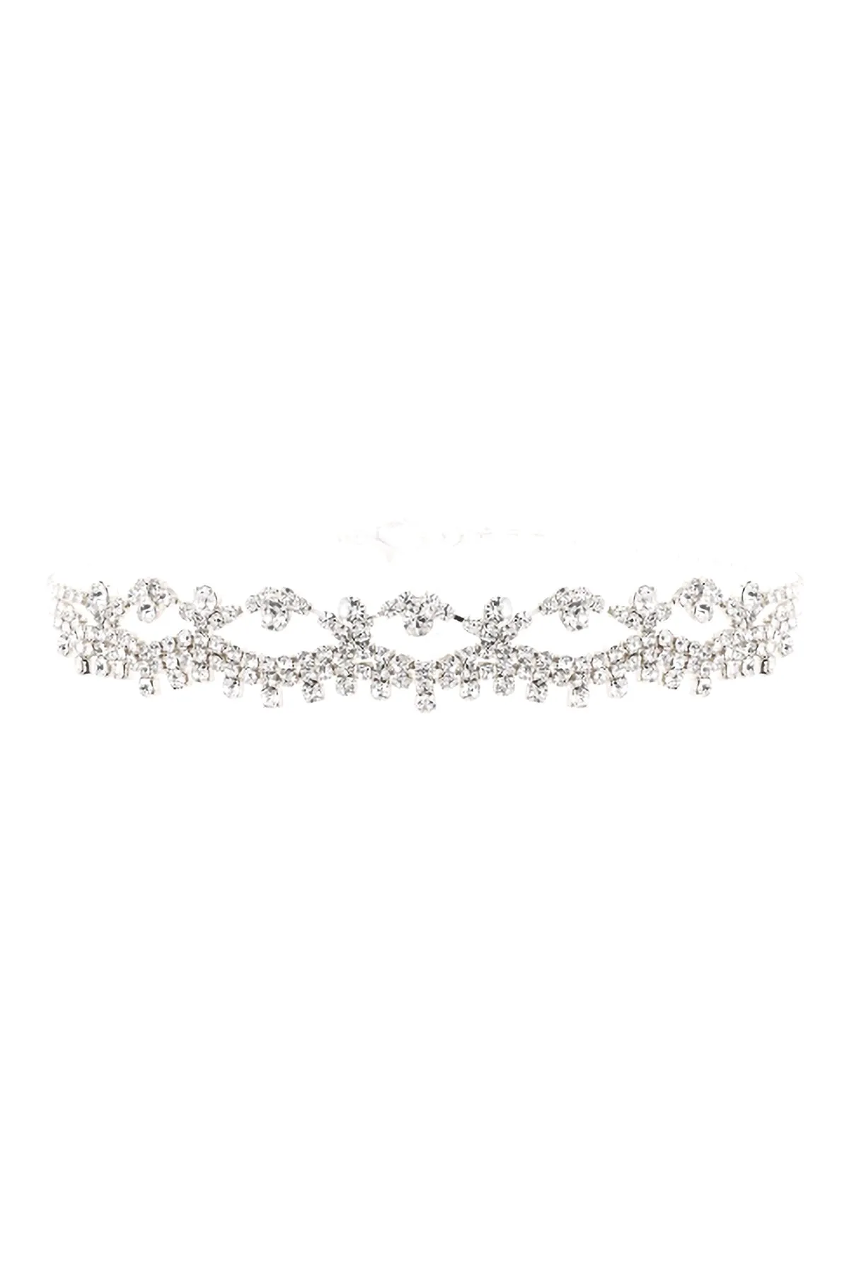 RHINESTONE LACE CHOKER COLLAR NECKLACE
