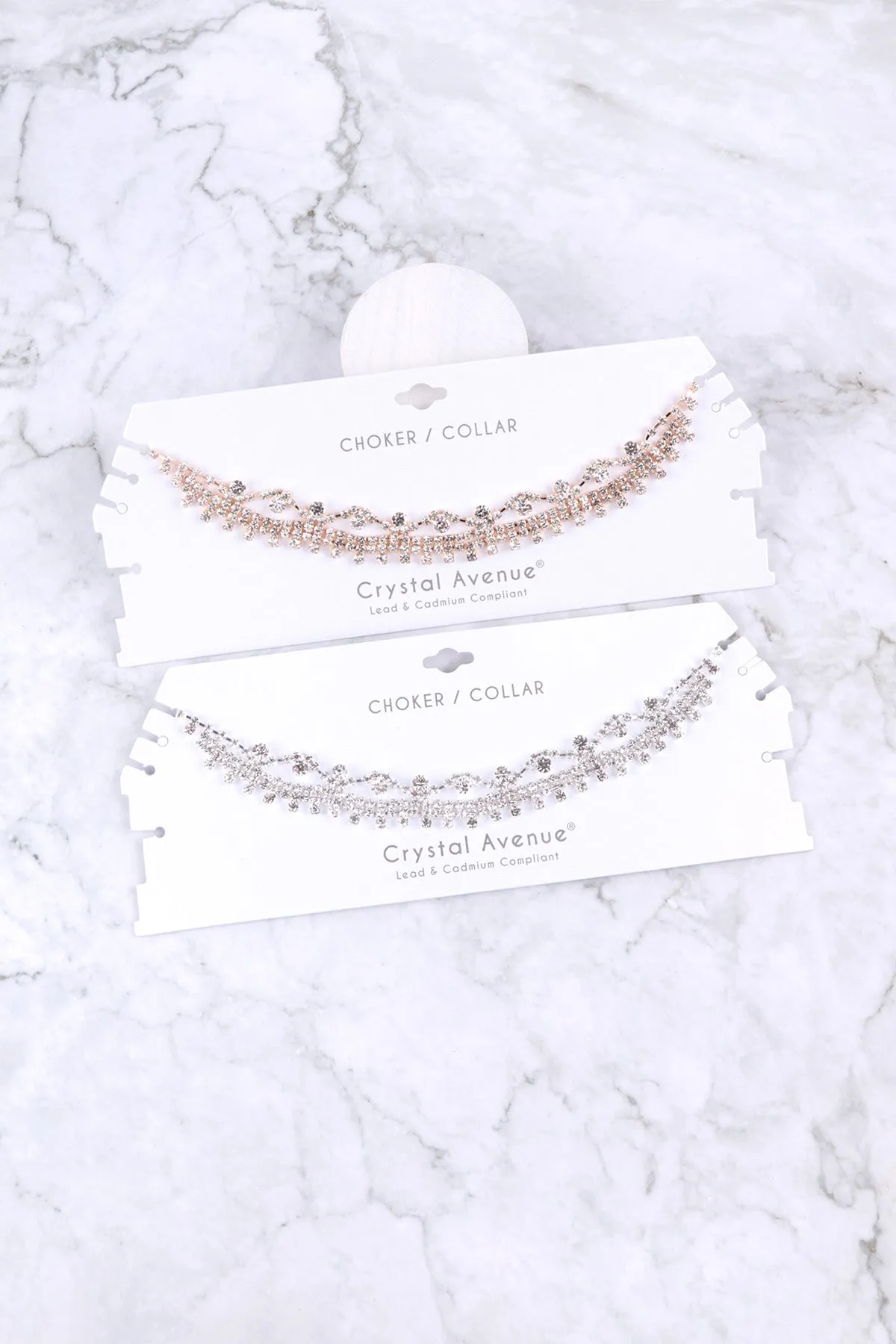 RHINESTONE LACE CHOKER COLLAR NECKLACE