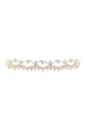 RHINESTONE LACE CHOKER COLLAR NECKLACE