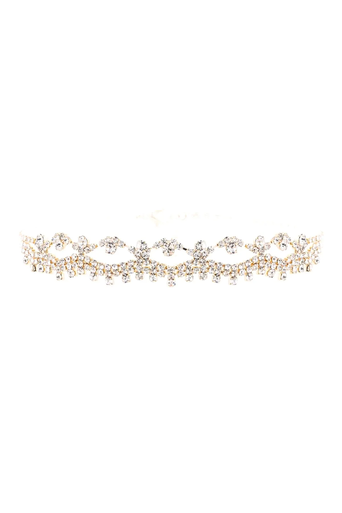 RHINESTONE LACE CHOKER COLLAR NECKLACE