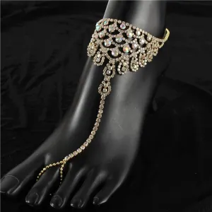 Rhinestones Toe with Ring Anklets