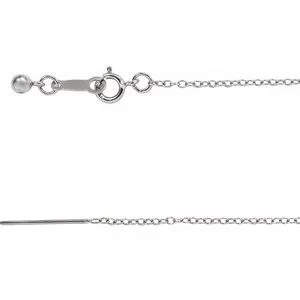 Rhodium-Plated Sterling Silver 1.1 mm Adjustable Threader Cable 16-22" Chain