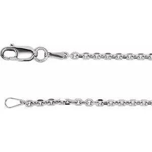 Rhodium-Plated Sterling Silver 1.75 mm Diamond Cut Cable 16" Chain