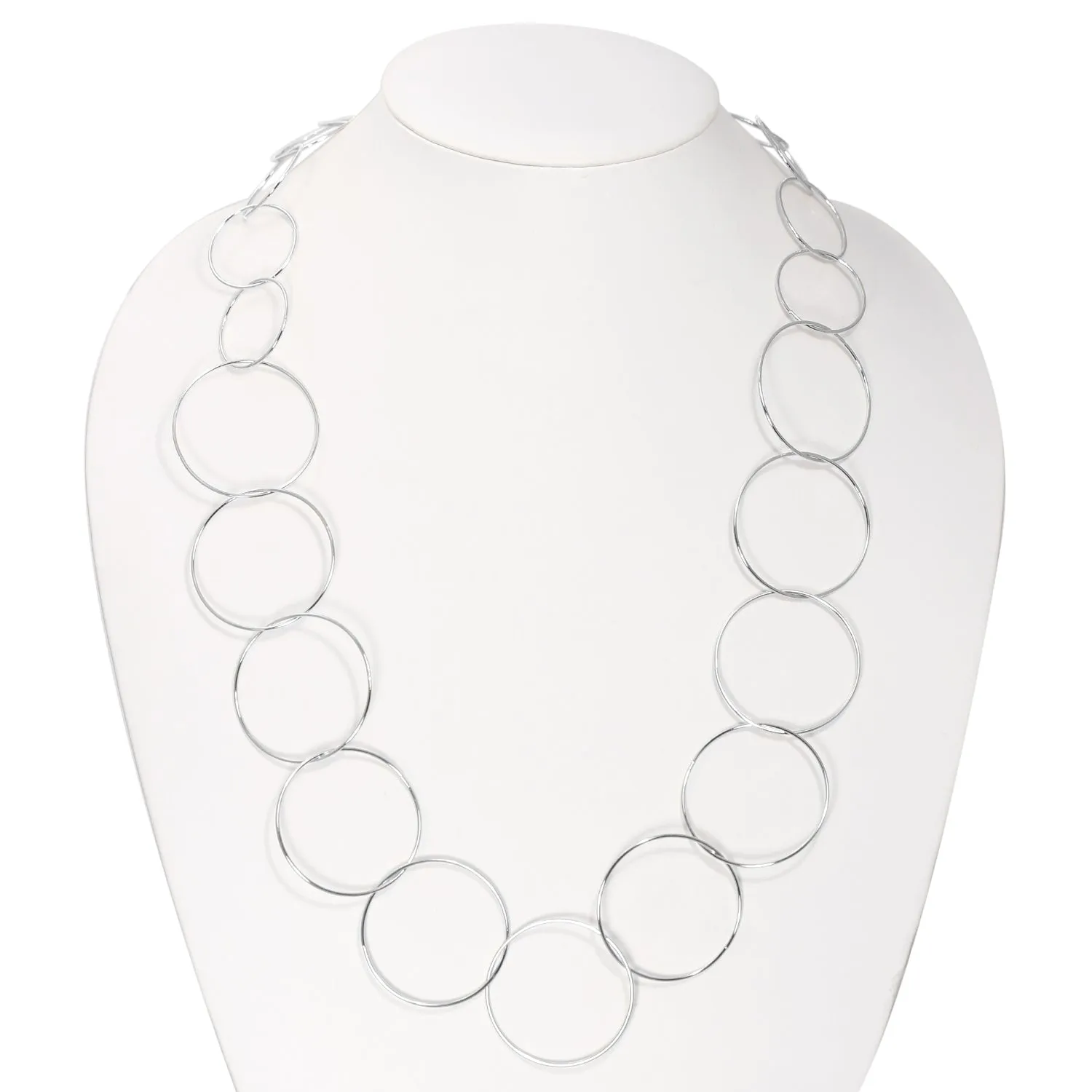RHODIUM ROUND LINK NECKLACE #SWKK-6670 RHO