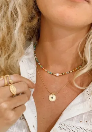 Rio Seed Bead Pearl Choker