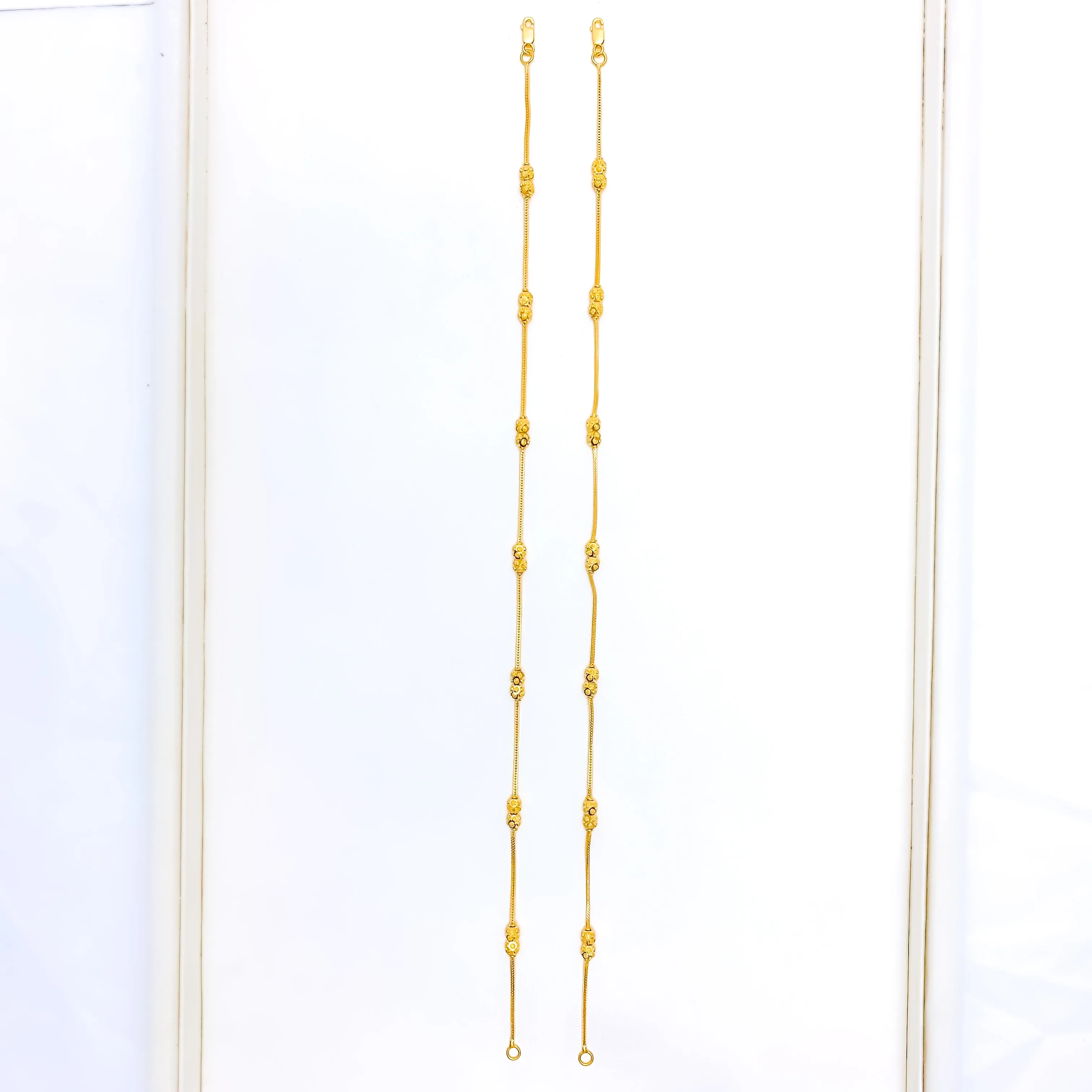Ritzy Paired Orb 21K Gold Mod Anklet Pair