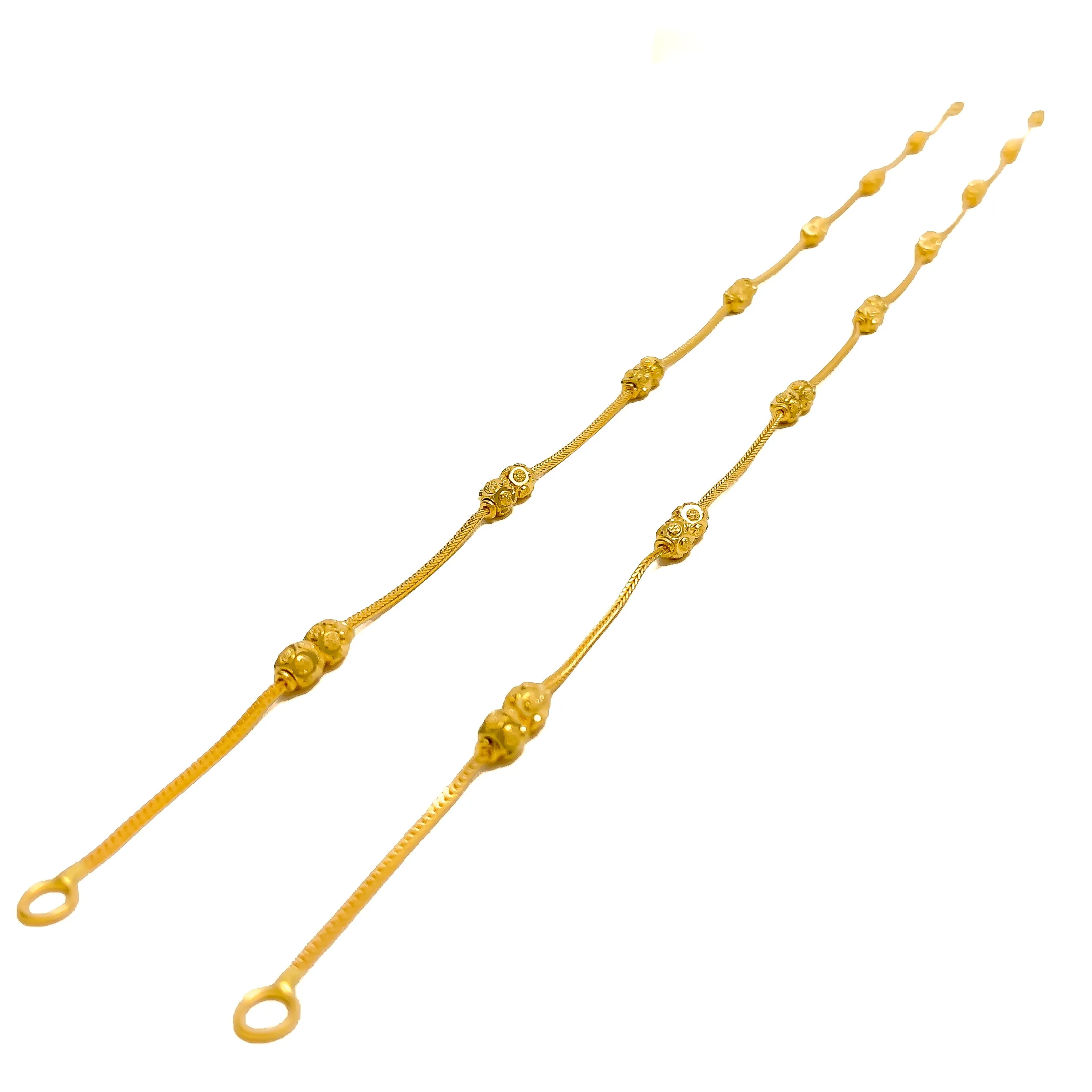 Ritzy Paired Orb 21K Gold Mod Anklet Pair