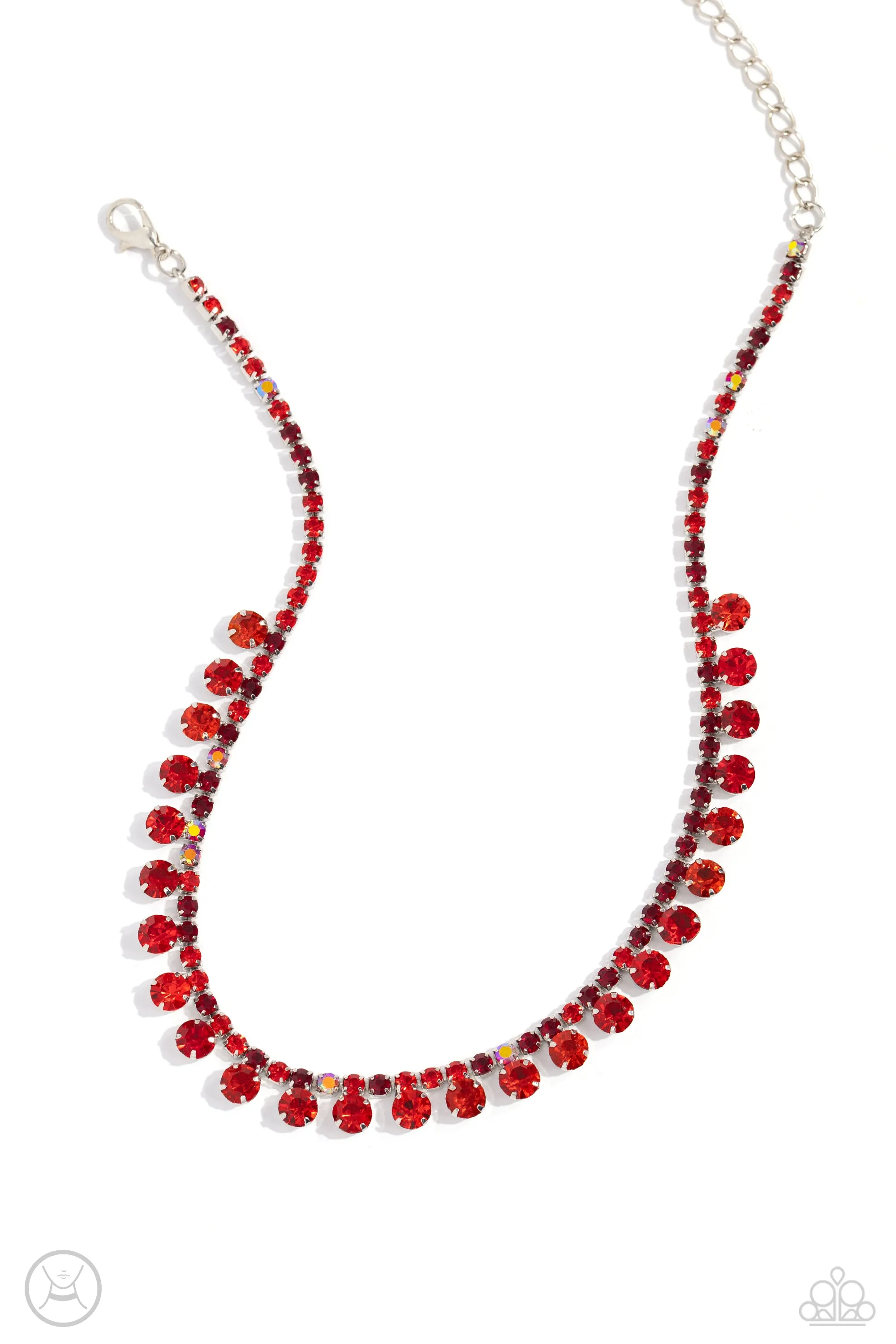 Ritzy Rhinestones - Red - and Iridescent Rhinestone Paparazzi Choker Necklace