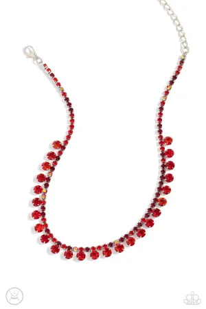 Ritzy Rhinestones - Red - and Iridescent Rhinestone Paparazzi Choker Necklace