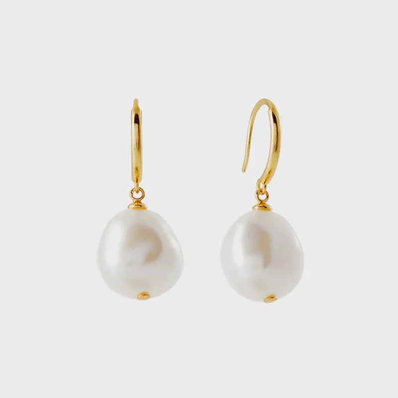 Romy Freshwater Pearl Gold Hook Drop Earrings