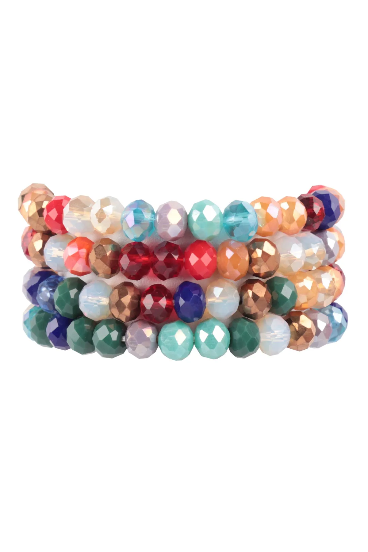 RONDELLE BEADS 4 LAYERED STACKABLE STRETCH BRACELET SET
