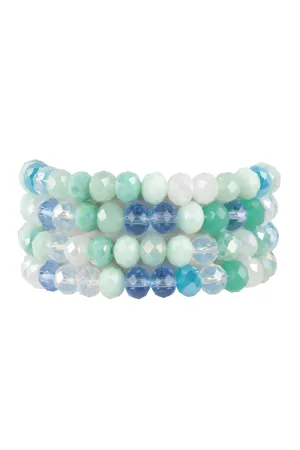 RONDELLE BEADS 4 LAYERED STACKABLE STRETCH BRACELET SET