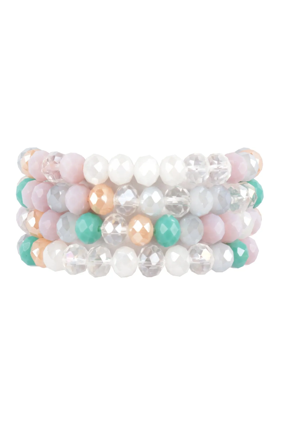 RONDELLE BEADS 4 LAYERED STACKABLE STRETCH BRACELET SET