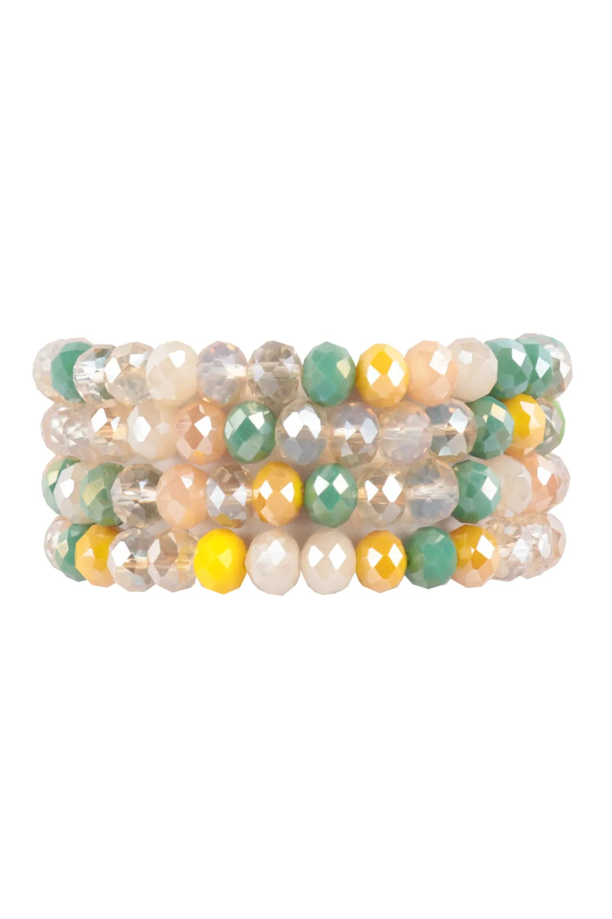 RONDELLE BEADS 4 LAYERED STACKABLE STRETCH BRACELET SET