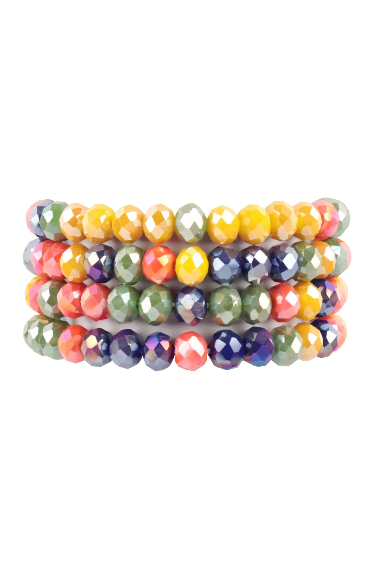 RONDELLE BEADS 4 LAYERED STACKABLE STRETCH BRACELET SET