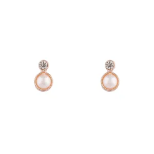 Rose Gold Pearl Bottom Stud Earrings
