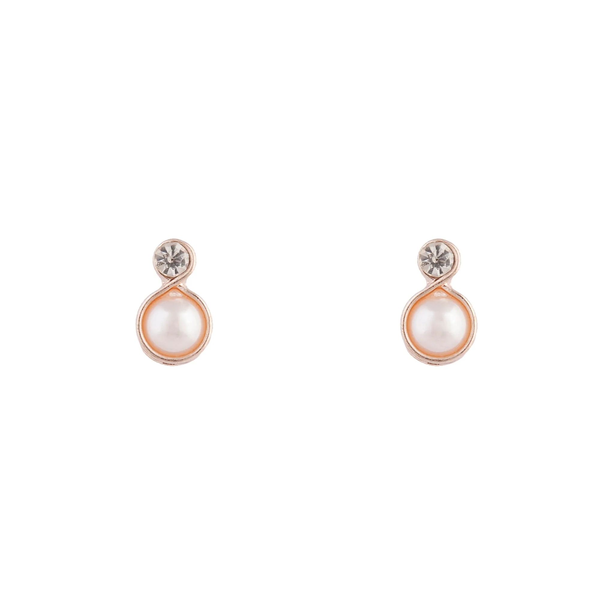 Rose Gold Pearl Bottom Stud Earrings