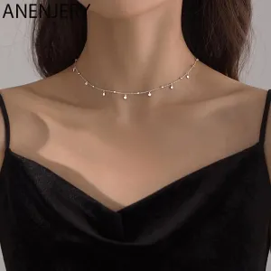 Round Bead Discs Choker Necklace for Women