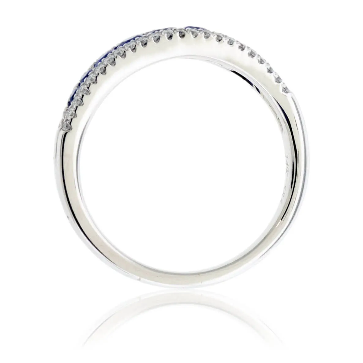 Round Blue Sapphire & Diamond Lined Band
