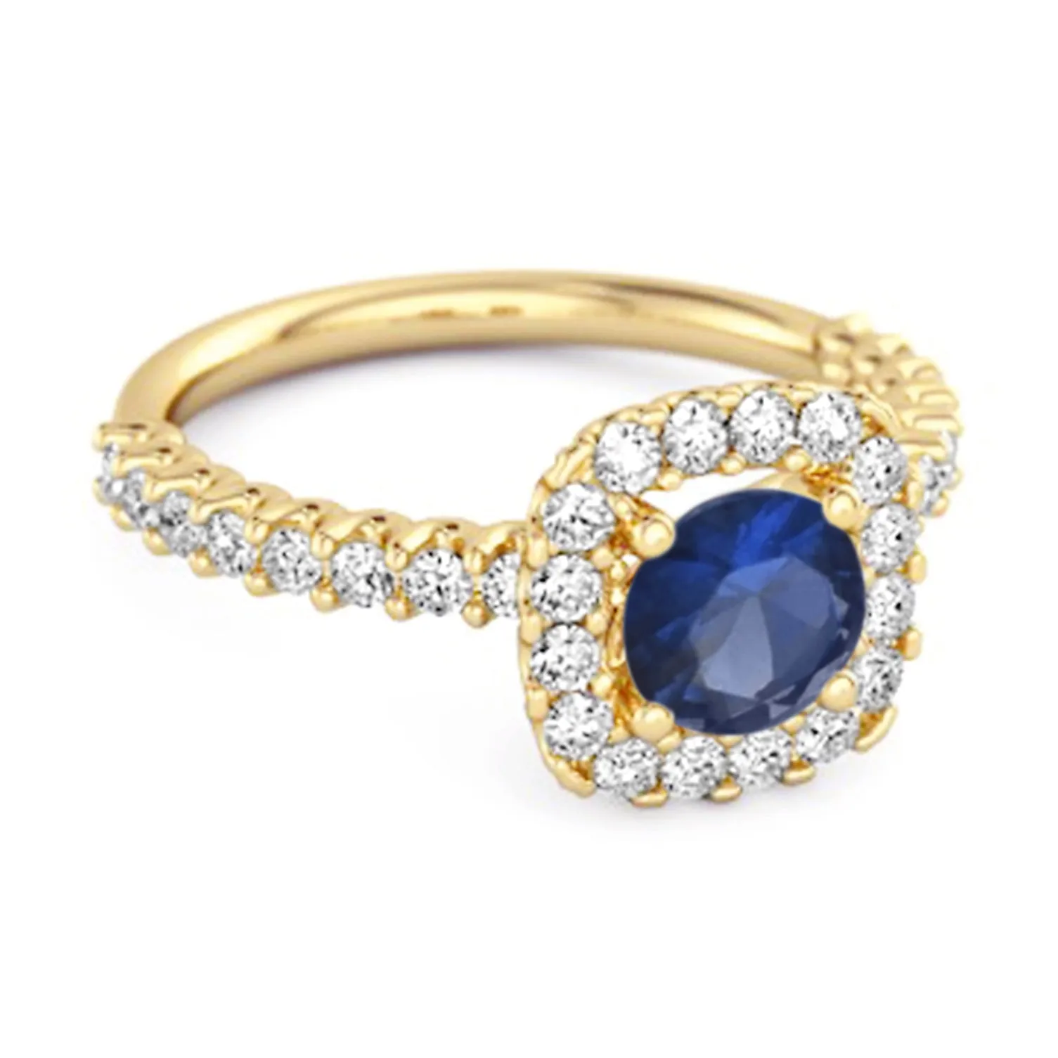 Round Cut Blue Sapphire 925 Sterling Silver Halo Ring Princess Gift