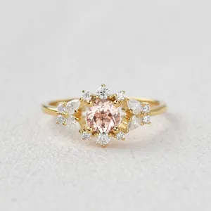 Round Cut Morganite Vintage Inspied Yellow Gold Ring