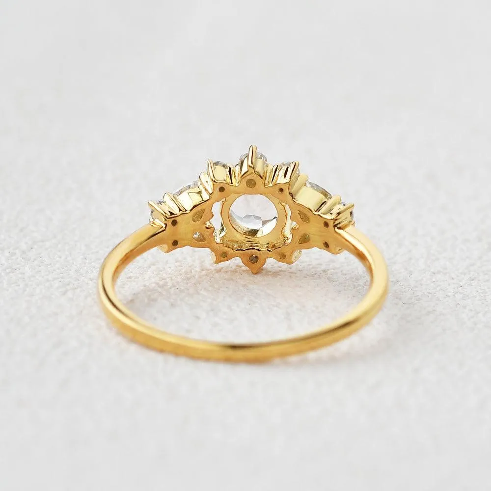 Round Cut Morganite Vintage Inspied Yellow Gold Ring
